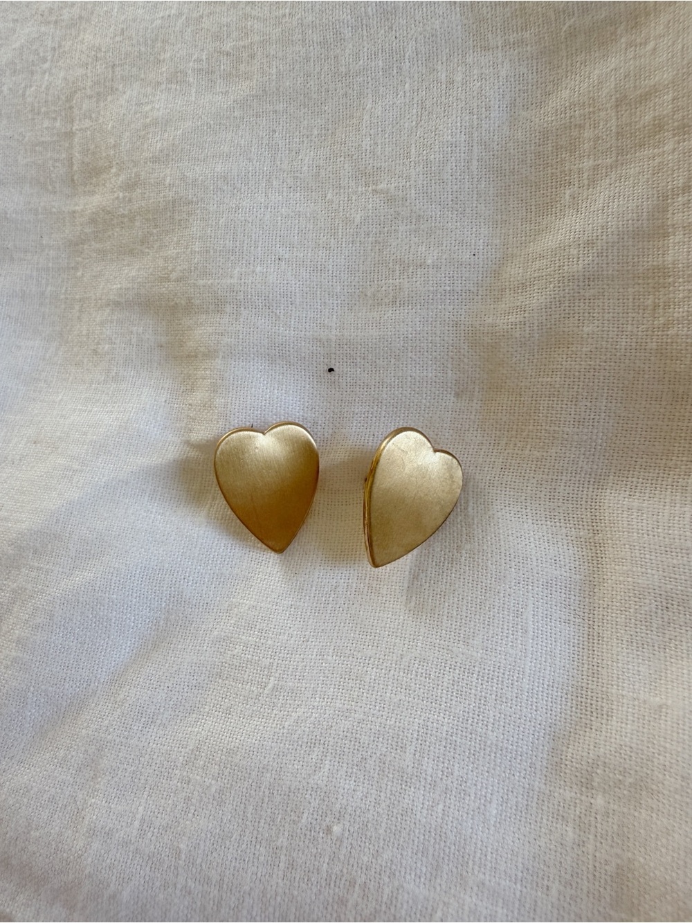 Brushed Gold Heart Stud Earrings